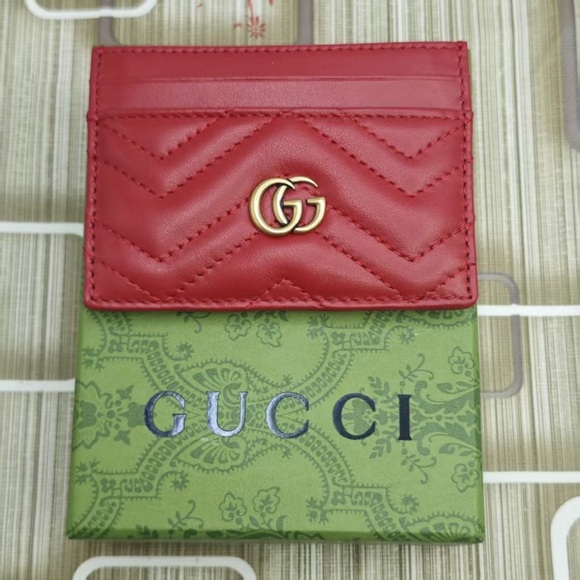 Gucci Accessories - Gucci Red Quilted Card Holder